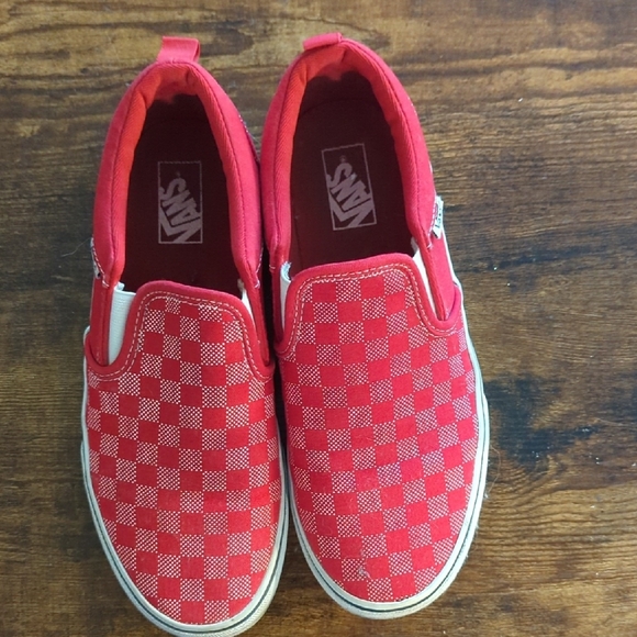 Vans Kids Red Checkered Slip-On Sneakers - Picture 4 of 6